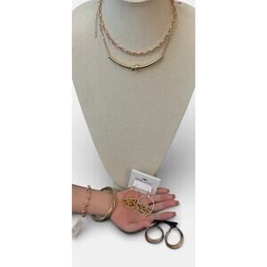 Gold Tone Jewelry Bundle Nine West Earrings NWT Necklaces Bracelets — $38